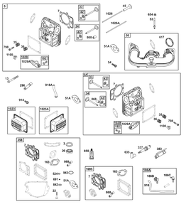 Cylinder Head Group Diagram and Parts List for 40N777-0031-B5 400000 - 699999 Briggs and Stratton Engine